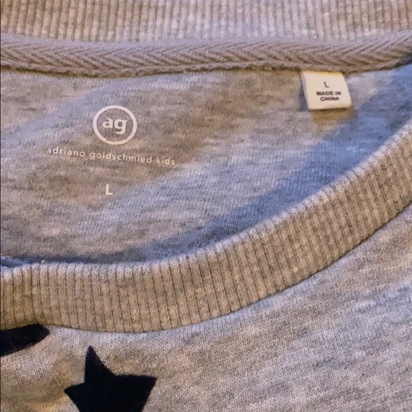 Girls Grey with navy starts crew neck - Picture 3 of 3